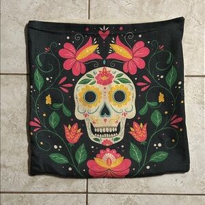 Floral Skull Black Wall Decor